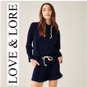 Love And Lore Blue Terry Cloth Organic Cotton Hoodie Size Medium
